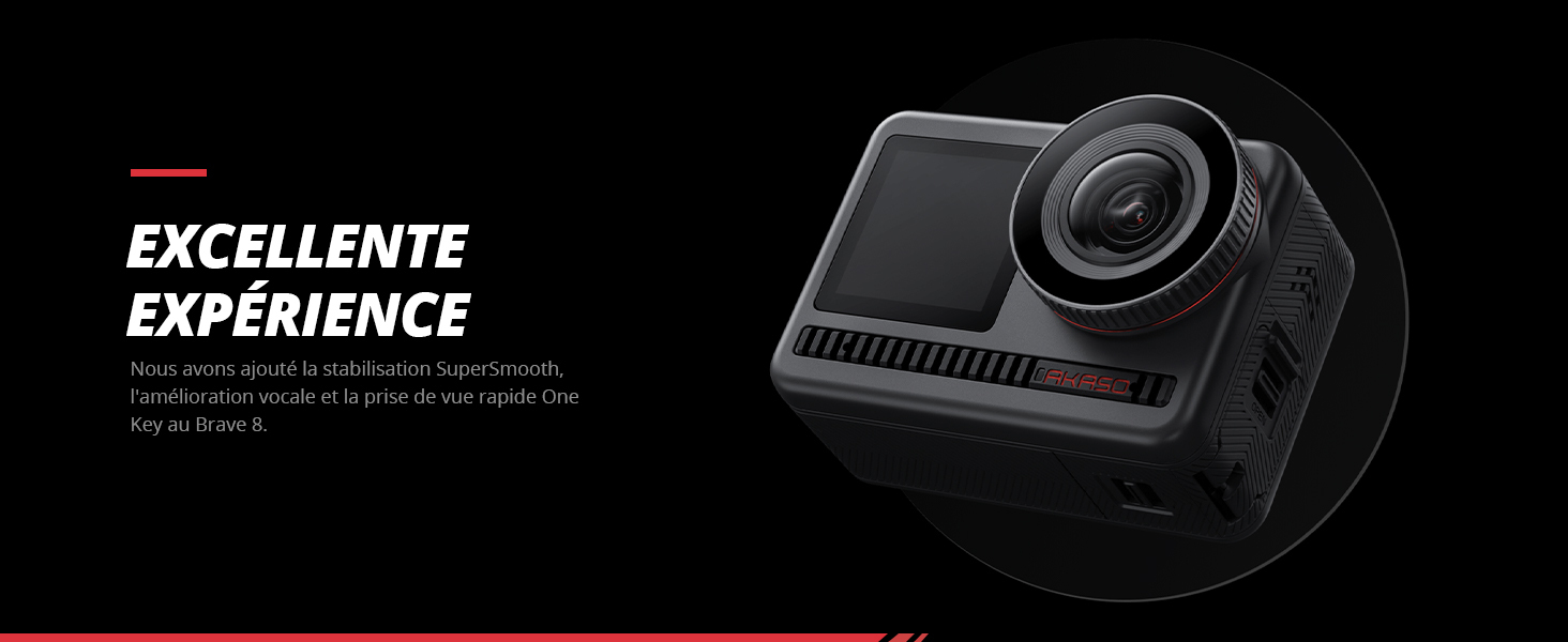 Caméra Sport AKASO Brave 8 4K/60FPS - Étanche 60m, Stabilisation, Ecran Tactile