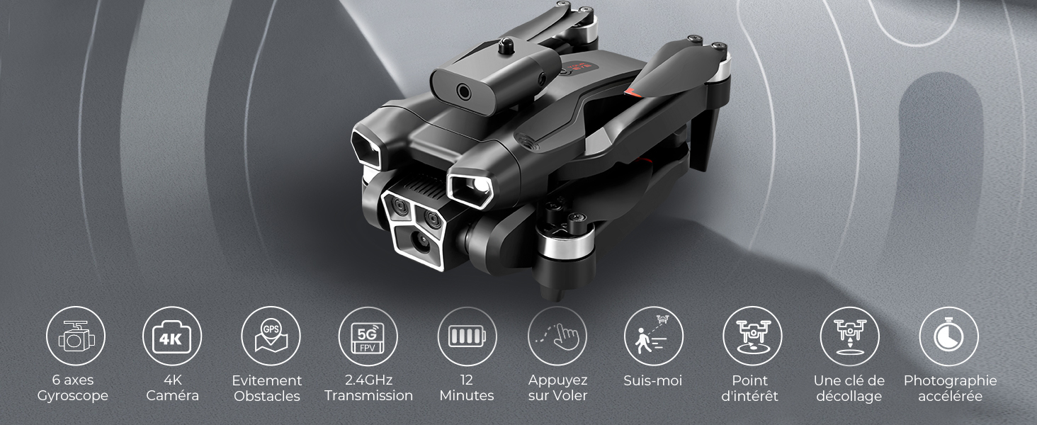 Dragon touch 4K Drone S151 Trois Caméra évitement d'obstacle professional  360° Moteur sans balais WIFi Télécommande 2 Batterie Noir - Cdiscount Jeux  - Jouets