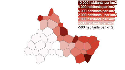 Carte de la répartition de la population en RDD