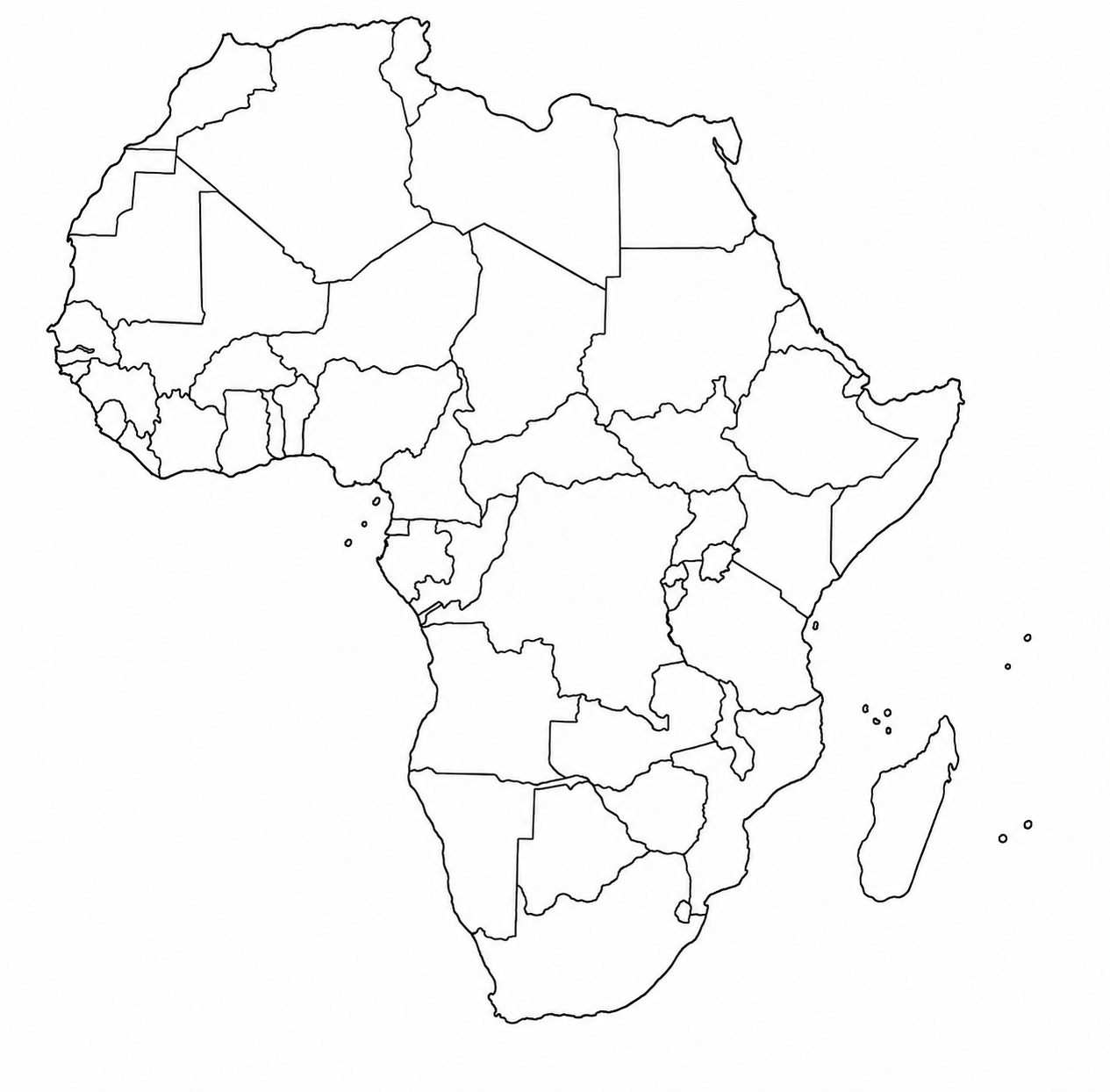 Carte de l'Afrique vide, sans aucun point